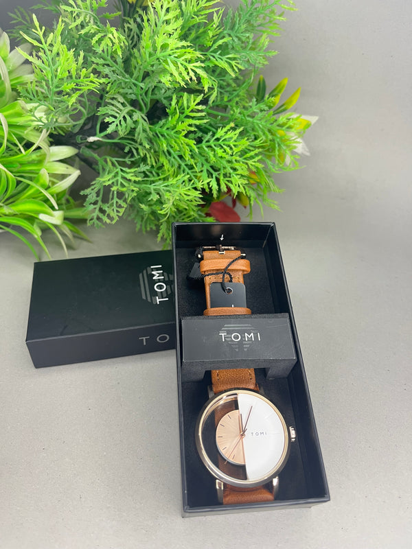 Tomi Classic Dual-Tone Watch – golden Leather Strap – Modern Minimalist Design|TIMESTIL