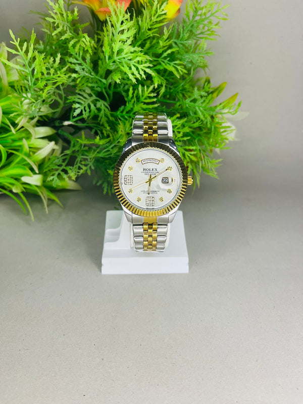 Rolex Gold Watch – White Dial  – Stainless Steel Luxury Automatic Men’s Timepiece | TIMESTIL