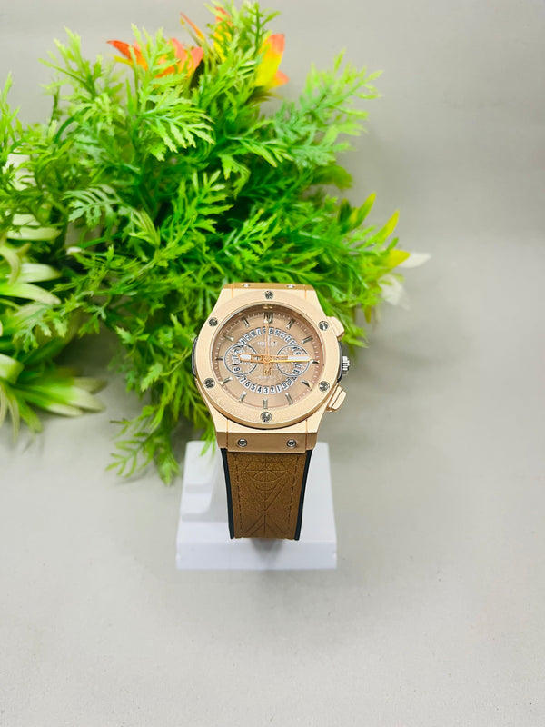 Hublot Classic Fusion Gold Watch –golden Strap – Luxury Men’s Timepiece| TIMESTIL