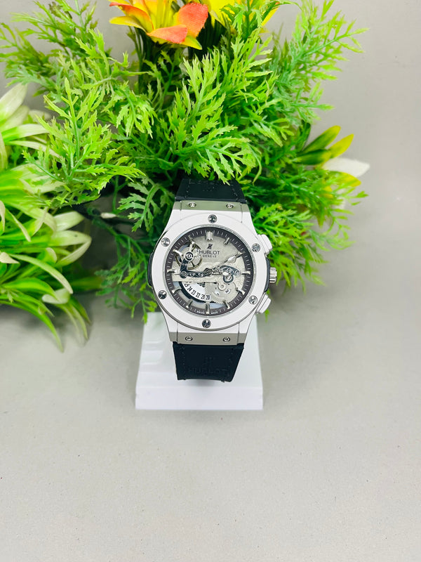 Hublot Classic Fusion silver Watch –Black  Strap – Luxury Men’s Timepiece| TIMESTIL