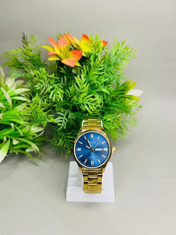 Faleeda Gold Blue Dial Watch – Elegant Quartz Men’s Luxury Timepiece|TIMESTIL